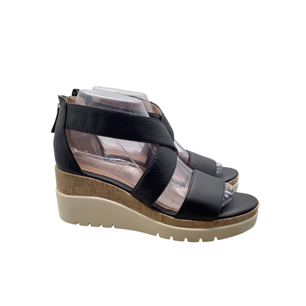Soul Naturalizer Goodtimes Black Wedge Sandals Wide Width 6W H5571S0001 - Picture 4 of 8
